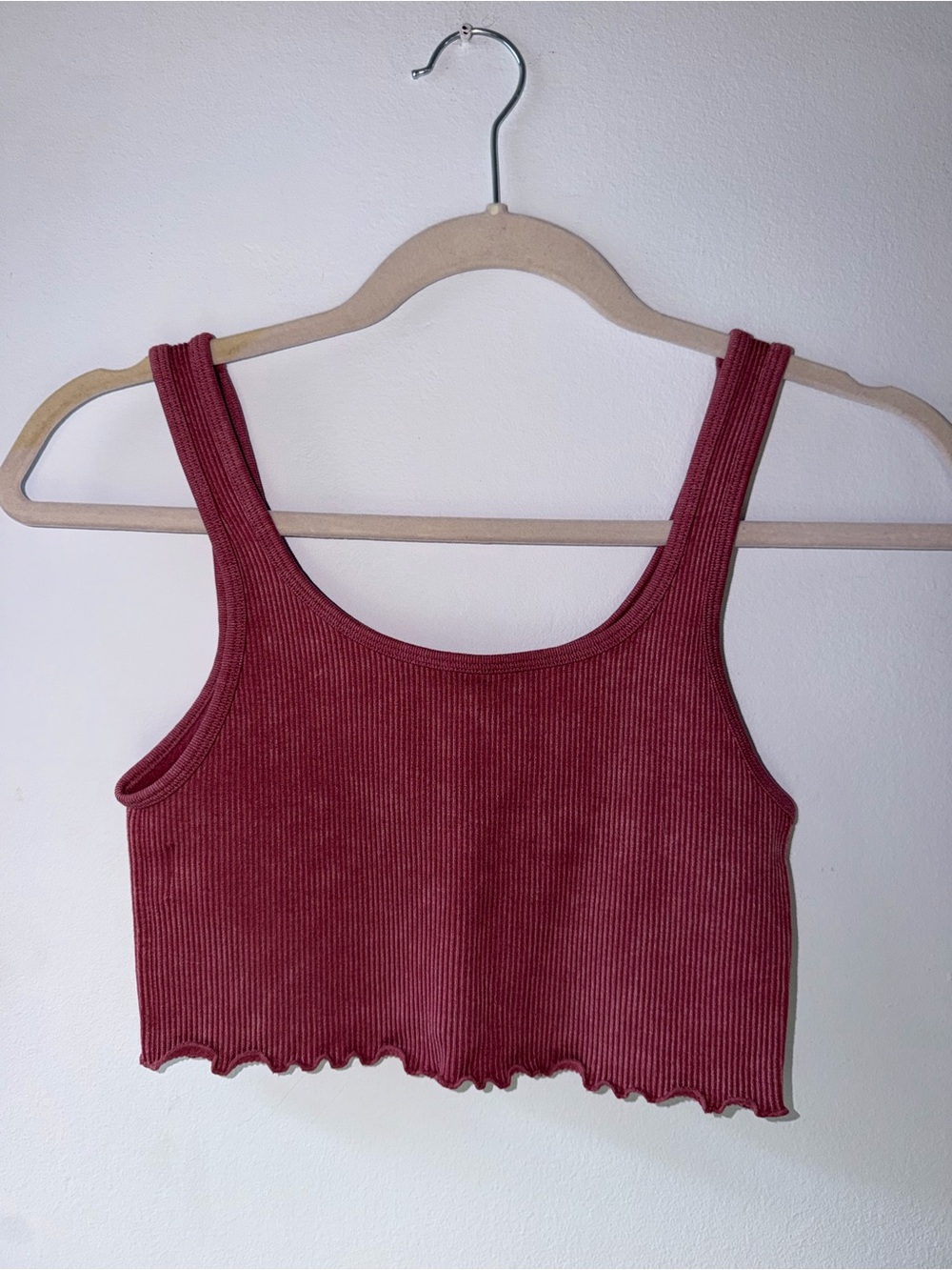 Aeropostale Ribbed Crop Tank Top - Mauve Rose